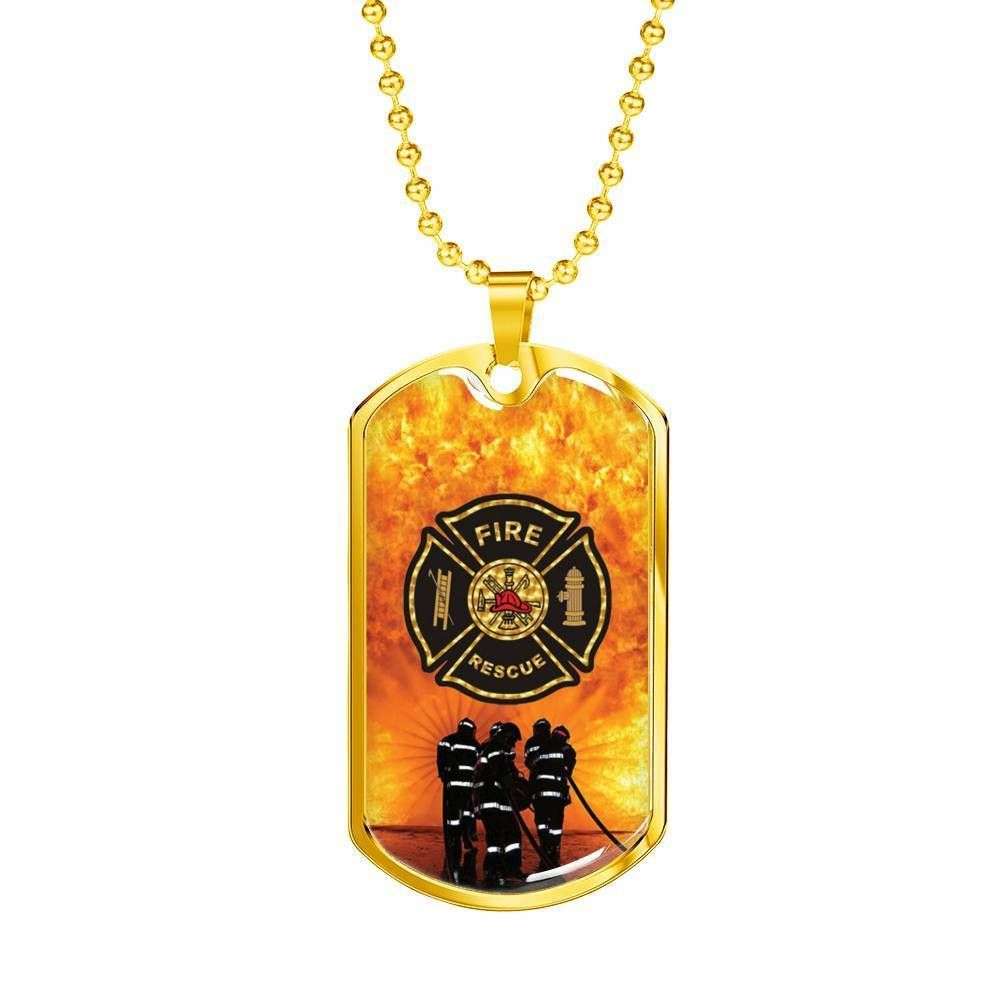 Custom Fire Rescue Burning Dog Tag Military Chain Necklace For Firefighter Dog Tag Military Rakva