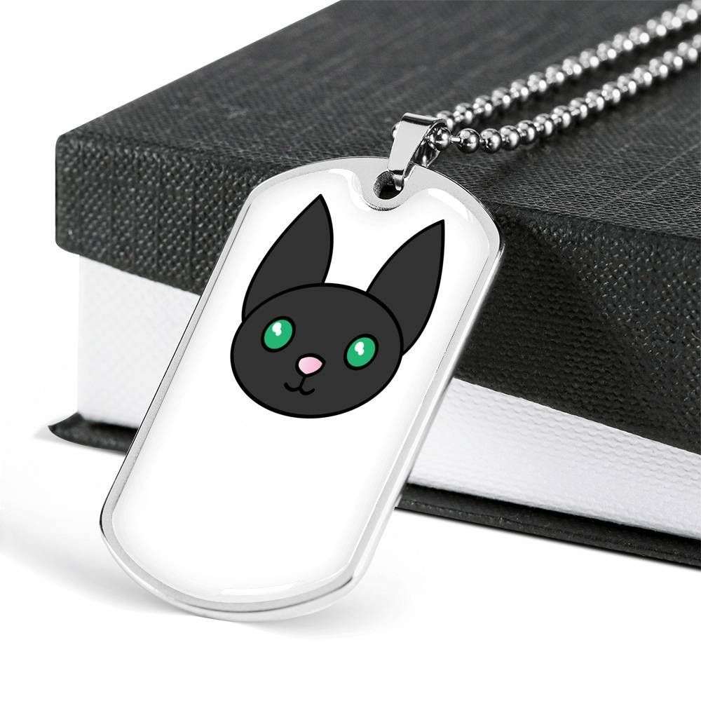 Custom Good Gift For Cat Lover Black Cat Dog Tag Military Chain Necklace Dog Tag Rakva