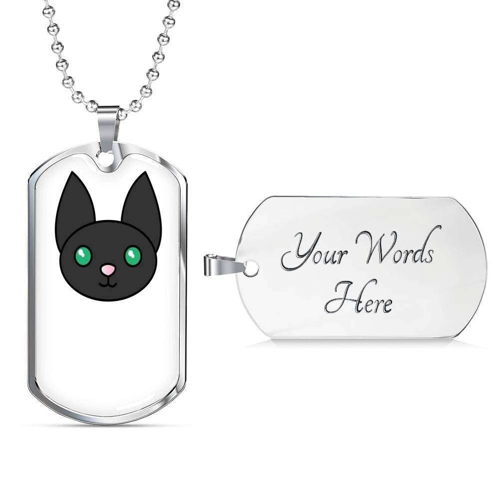Custom Good Gift For Cat Lover Black Cat Dog Tag Military Chain Necklace Dog Tag Rakva