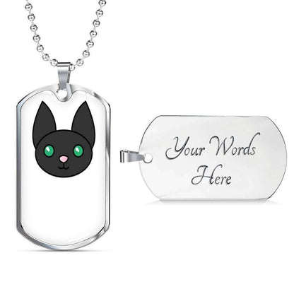 Custom Good Gift For Cat Lover Black Cat Dog Tag Military Chain Necklace Dog Tag Rakva