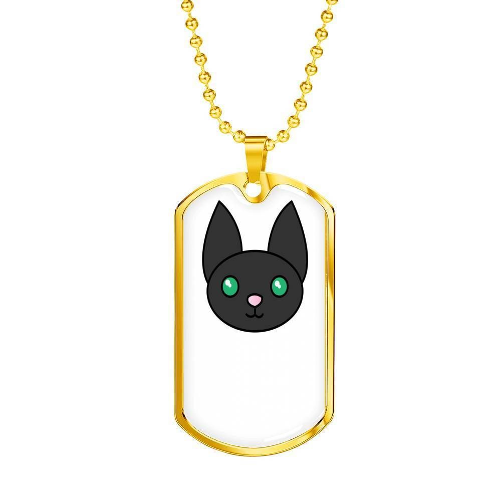 Custom Good Gift For Cat Lover Black Cat Dog Tag Military Chain Necklace Dog Tag Rakva