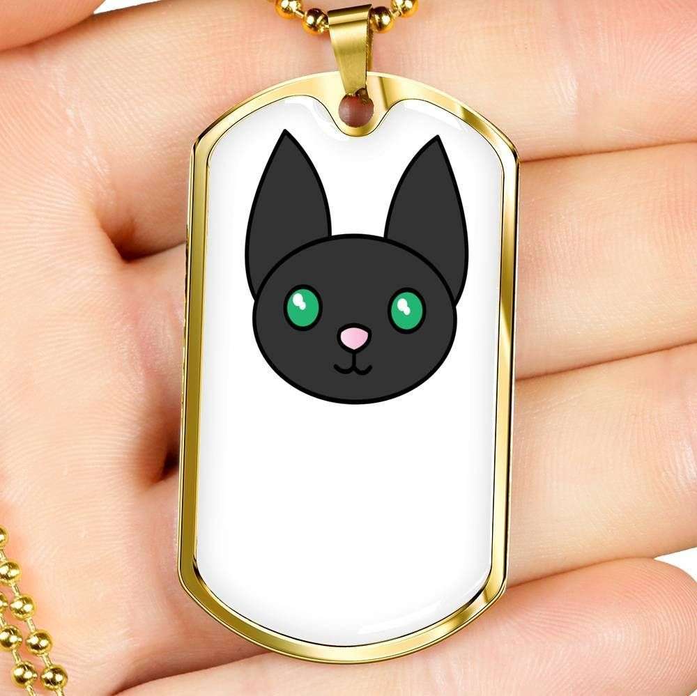 Custom Good Gift For Cat Lover Black Cat Dog Tag Military Chain Necklace Dog Tag Rakva