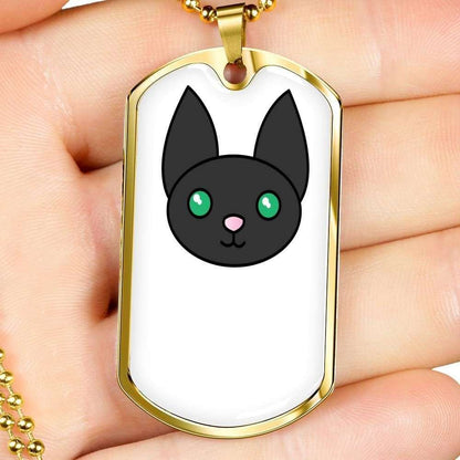 Custom Good Gift For Cat Lover Black Cat Dog Tag Military Chain Necklace Dog Tag Rakva