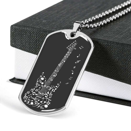 Custom Guitar Notes Dog Tag Military Chain Necklace Dog Tag Rakva