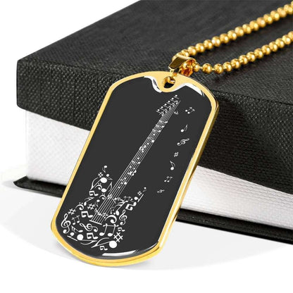 Custom Guitar Notes Dog Tag Military Chain Necklace Dog Tag Rakva