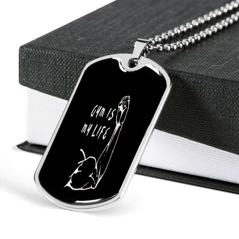 Custom Gym Is My Life Dog Tag Military Chain Necklace For Gym Lovers Dog Tag Rakva