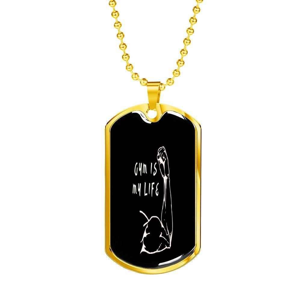 Custom Gym Is My Life Dog Tag Military Chain Necklace For Gym Lovers Dog Tag Rakva