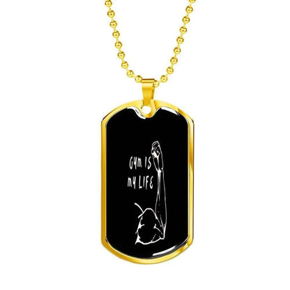 Custom Gym Is My Life Dog Tag Military Chain Necklace For Gym Lovers Dog Tag Rakva