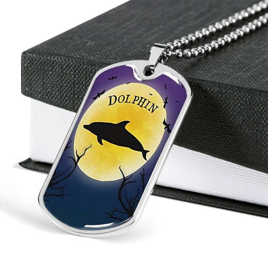 Custom Halloween Dolphins Dog Tag Military Chain Necklace For Men Dog Tag Rakva