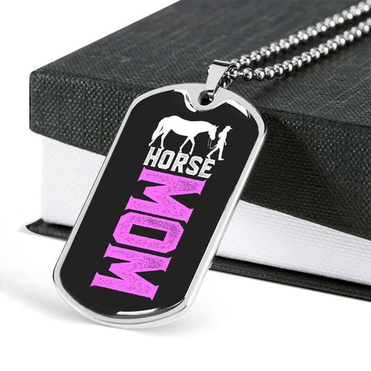 Custom Horse Mom Dog Tag Military Chain Necklace Giving Women Dog Tag Rakva
