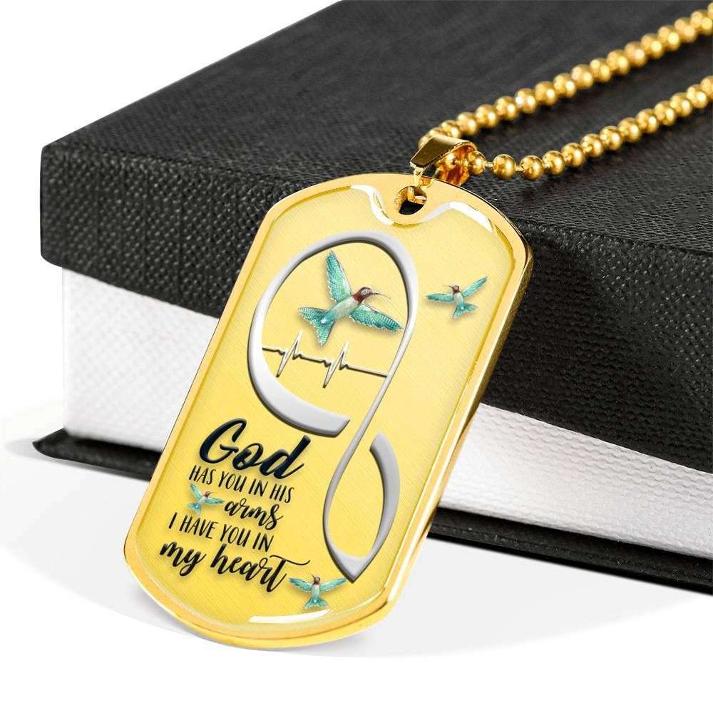 Custom Hummingbird God Has You Dog Tag Military Chain Necklace Gift Dog Tag Rakva