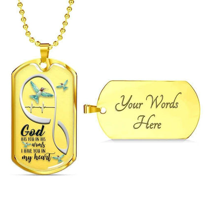 Custom Hummingbird God Has You Dog Tag Military Chain Necklace Gift Dog Tag Rakva