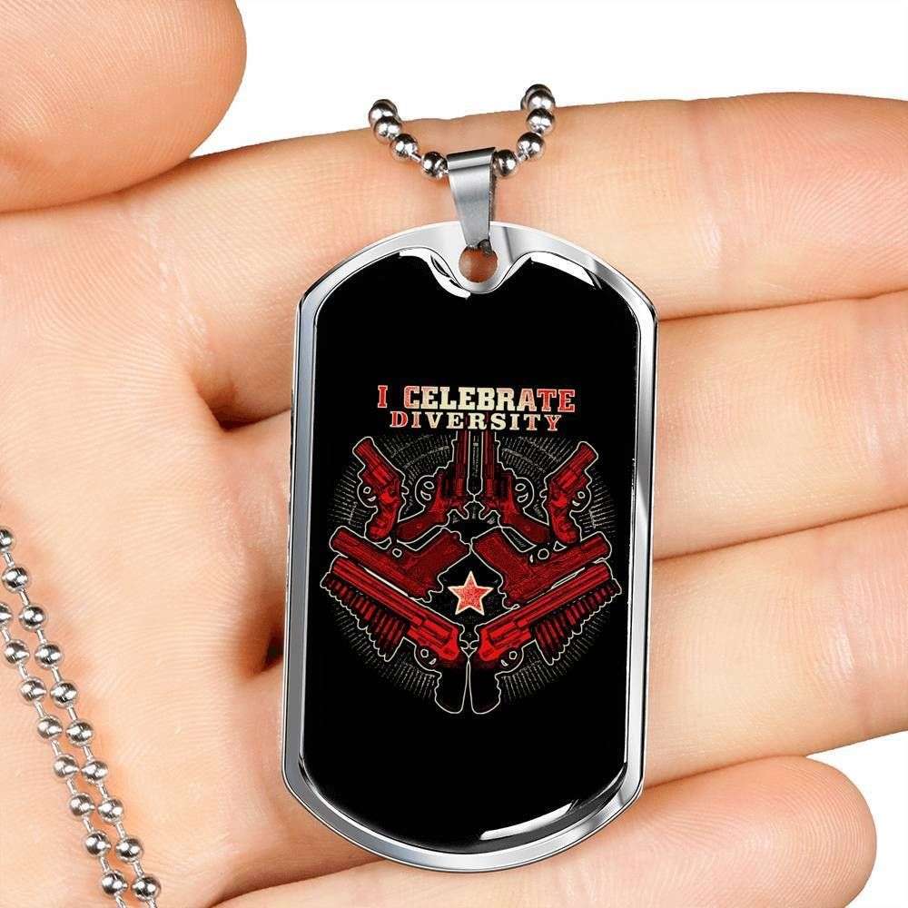 Custom I Celebrate Diversity Army Dog Tag Military Chain Necklace Gift For Men Dog Tag Rakva