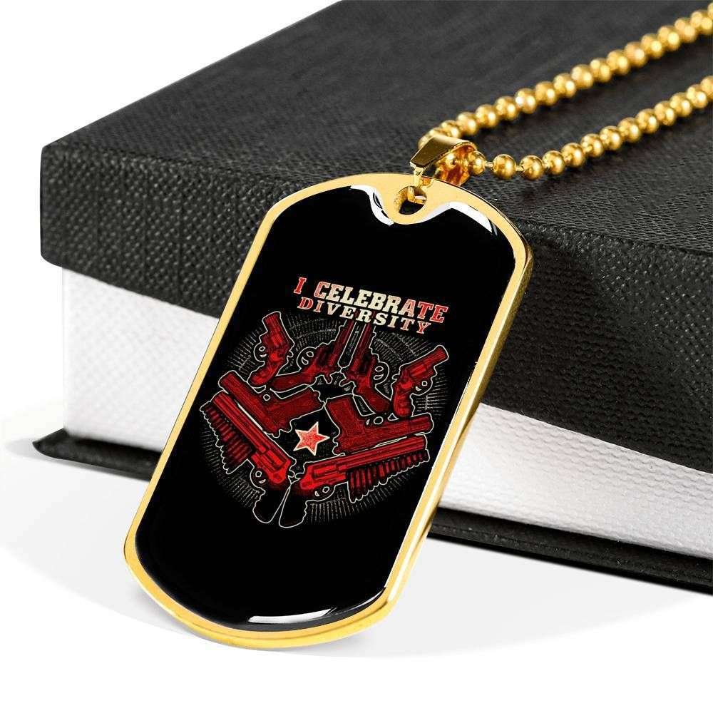 Custom I Celebrate Diversity Army Dog Tag Military Chain Necklace Gift For Men Dog Tag Rakva