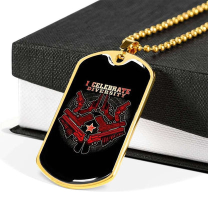 Custom I Celebrate Diversity Army Dog Tag Military Chain Necklace Gift For Men Dog Tag Rakva