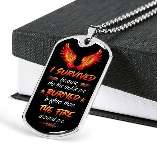 Custom I Survived Silver Dog Tag Military Chain Necklace Gift For Cool Boys Dog Tag Rakva