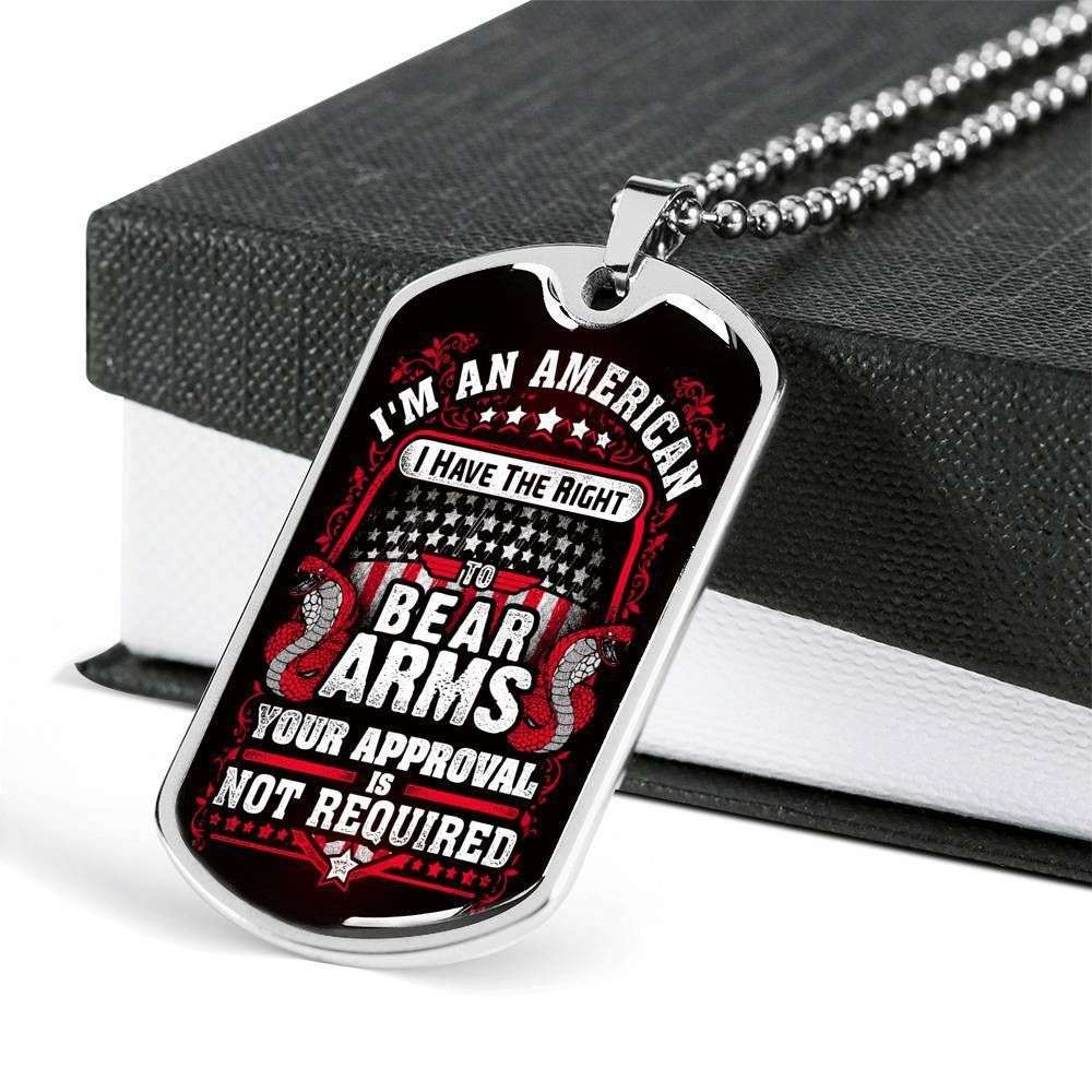 Custom I’M An American Silver Dog Tag Military Chain Necklace Giving Men Dog Tag Rakva