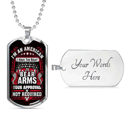 Custom I’M An American Silver Dog Tag Military Chain Necklace Giving Men Dog Tag Rakva