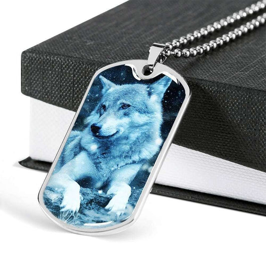 Custom Ice Wolf Dog Tag Military Chain Necklace For Men Dog Tag Rakva