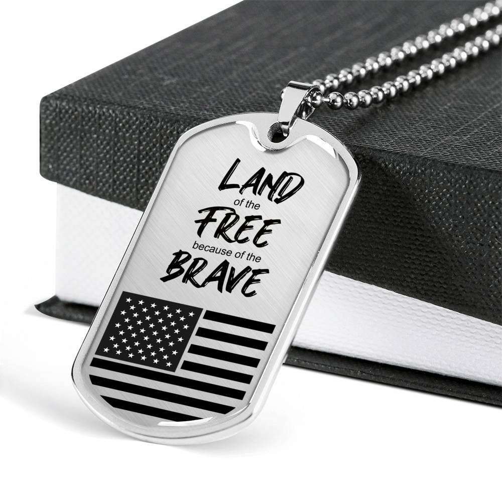 Custom Land Of The Free Dog Tag Military Chain Necklace Gift For Men Dog Tag Rakva