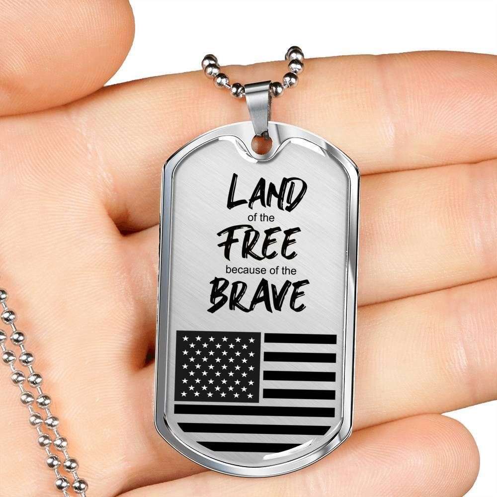 Custom Land Of The Free Dog Tag Military Chain Necklace Gift For Men Dog Tag Rakva