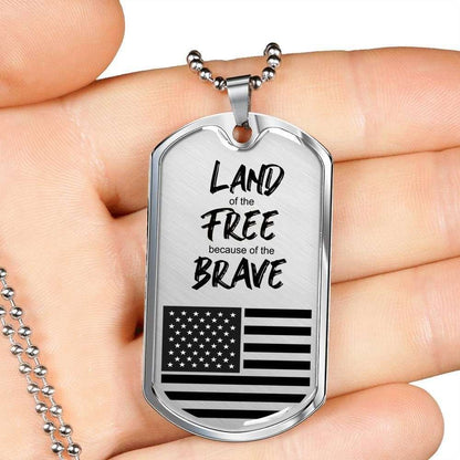 Custom Land Of The Free Dog Tag Military Chain Necklace Gift For Men Dog Tag Rakva