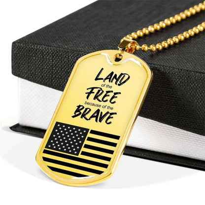 Custom Land Of The Free Dog Tag Military Chain Necklace Gift For Men Dog Tag Rakva