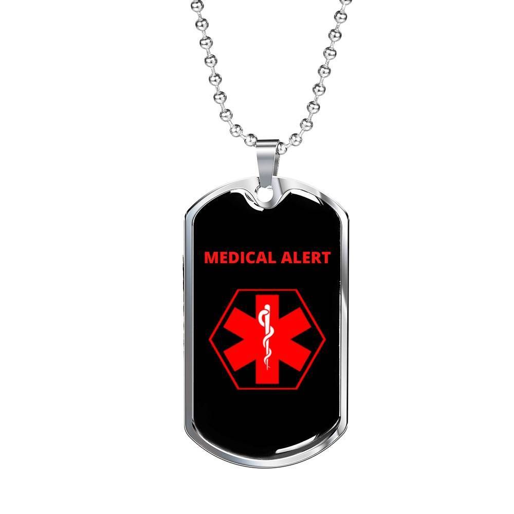 Custom Medical Alert Emergency Dog Tag Military Chain Necklace Dog Tag Rakva