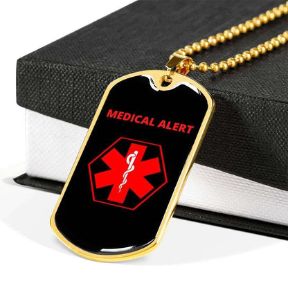 Custom Medical Alert Emergency Dog Tag Military Chain Necklace Dog Tag Rakva