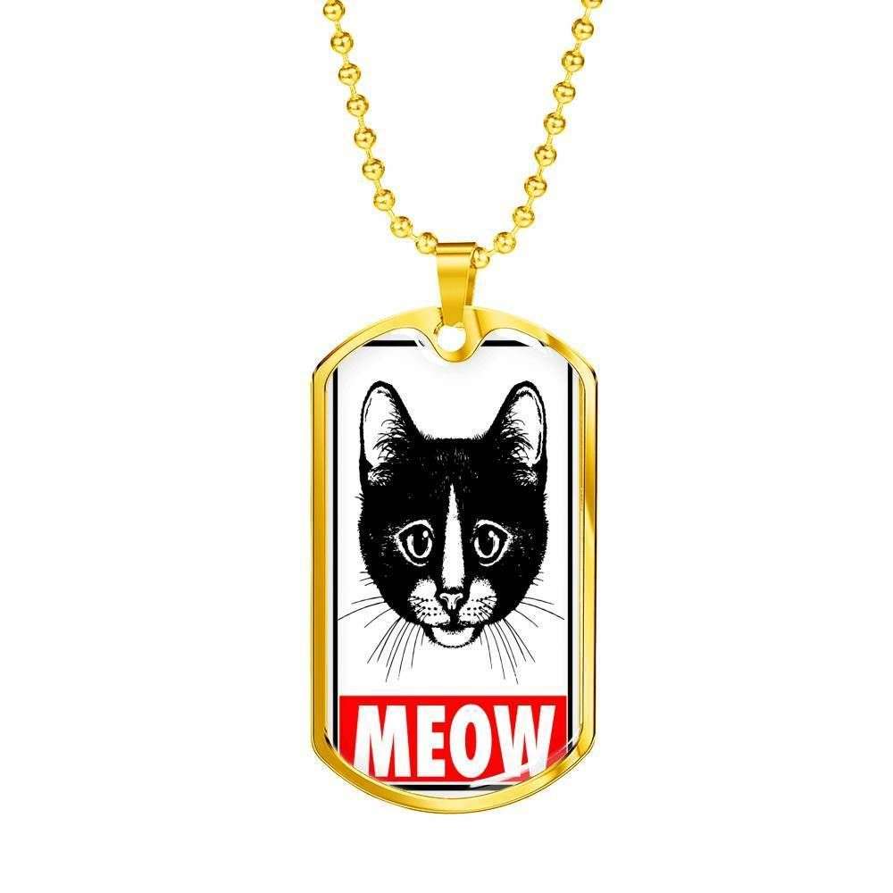 Custom Meow Dog Tag Military Chain Necklace For Cat Lovers Dog Tag Rakva