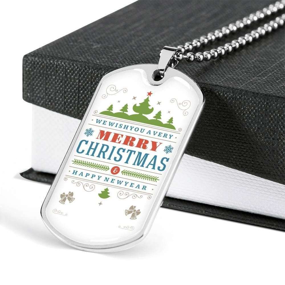 Custom Merry Christmas Dog Tag Military Chain Necklace For Family Dog Tag Rakva