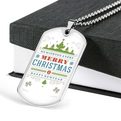 Custom Merry Christmas Dog Tag Military Chain Necklace For Family Dog Tag Rakva