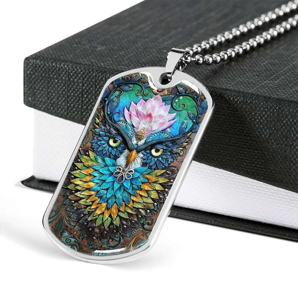Custom Mysterious Owl Dog Tag Military Chain Necklace For Men Dog Tag Rakva