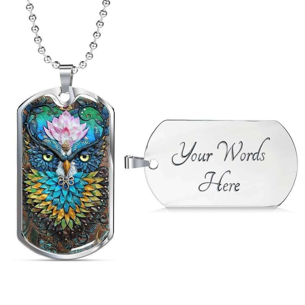Custom Mysterious Owl Dog Tag Military Chain Necklace For Men Dog Tag Rakva