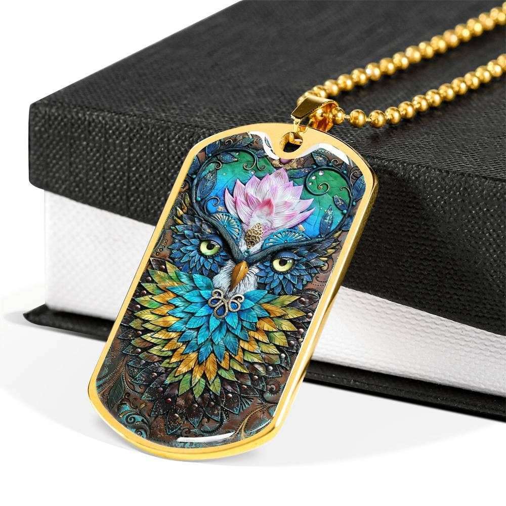 Custom Mysterious Owl Dog Tag Military Chain Necklace For Men Dog Tag Rakva