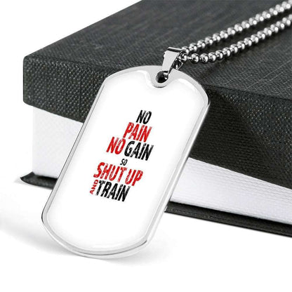 Custom No Pain No Gain Dog Tag Military Chain Necklace Dog Tag Rakva