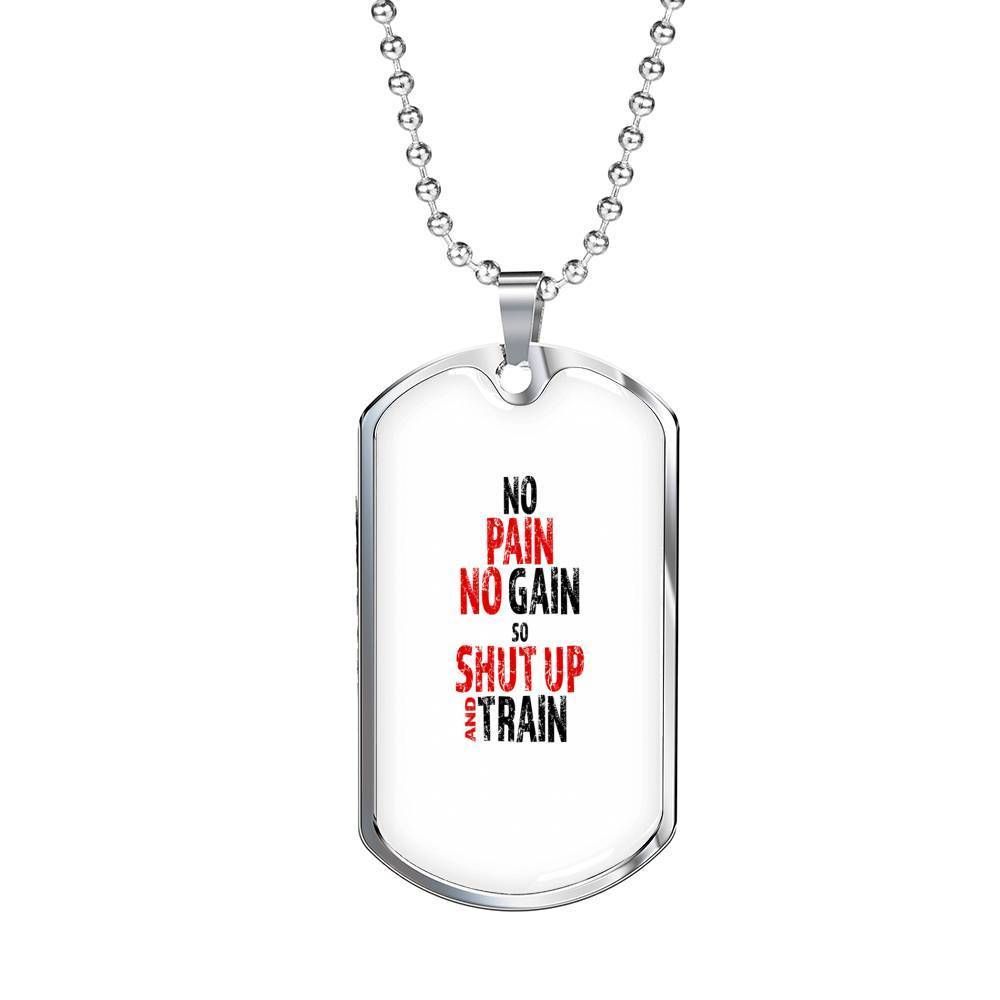 Custom No Pain No Gain Dog Tag Military Chain Necklace Dog Tag Rakva