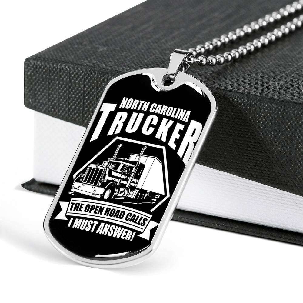 Custom North Carolina Trucker Dog Tag Military Chain Necklace Gift For Men Dog Tag Rakva