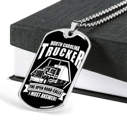 Custom North Carolina Trucker Dog Tag Military Chain Necklace Gift For Men Dog Tag Rakva