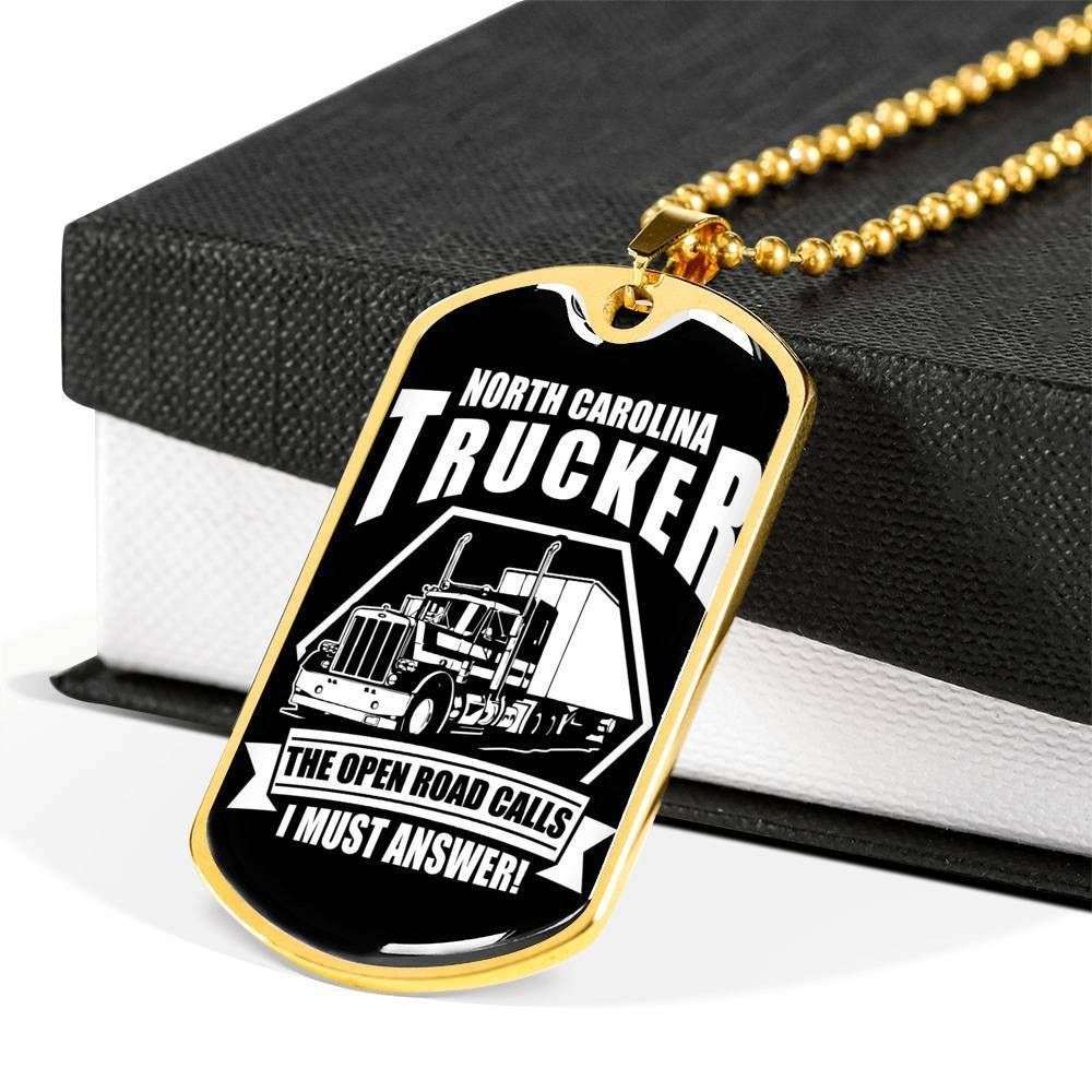 Custom North Carolina Trucker Dog Tag Military Chain Necklace Gift For Men Dog Tag Rakva