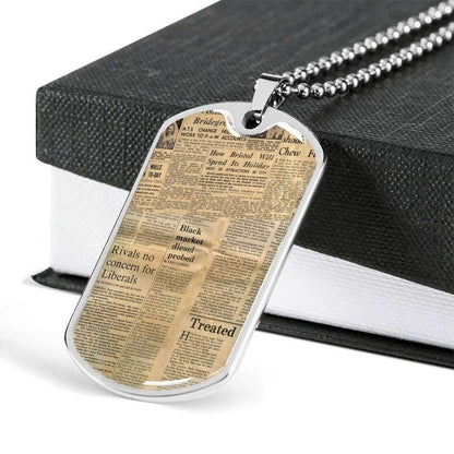 Custom Old Newspaper Dog Tag Military Chain Necklace Gift For Men Dog Tag Rakva