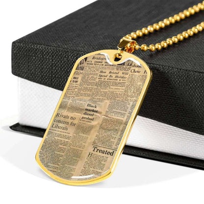 Custom Old Newspaper Dog Tag Military Chain Necklace Gift For Men Dog Tag Rakva