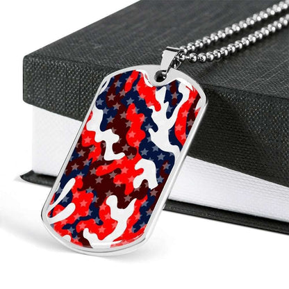Custom Patriotic Usa Flag Camouflage Dog Tag Military Chain Necklace Dog Tag Rakva