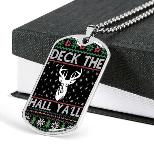 Custom Picture Deck The Hall Ya’Ll Dog Tag Military Chain Necklace Gift For Men Dog Tag Rakva