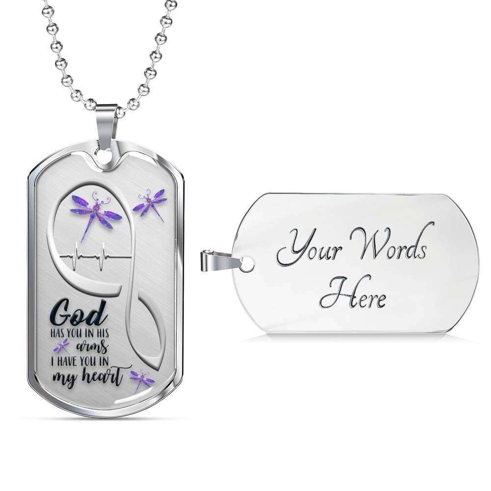 Custom Picture Dog Tag Dragonfly God Has You Dog Tag Military Chain Necklace Gift For Men Rakva