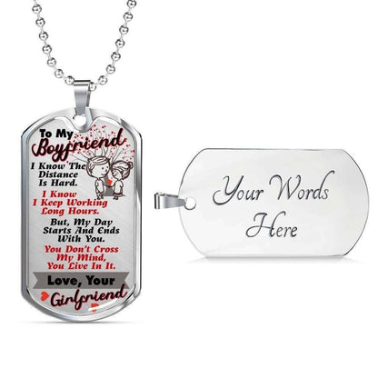 Custom Picture Dog Tag My Day Starts And Ends With You Dog Tag Military Chain Necklace Gift For Him Rakva