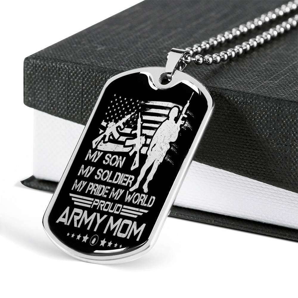 Custom Picture Dog Tag My Pride My World Proud Army Mom Dog Tag Military Chain Necklace Gift For Men Rakva