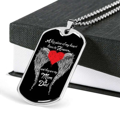 Custom Picture Dog Tag They Are My Mom And Dad Wings Dog Tag Military Chain Necklace Giving Family Rakva