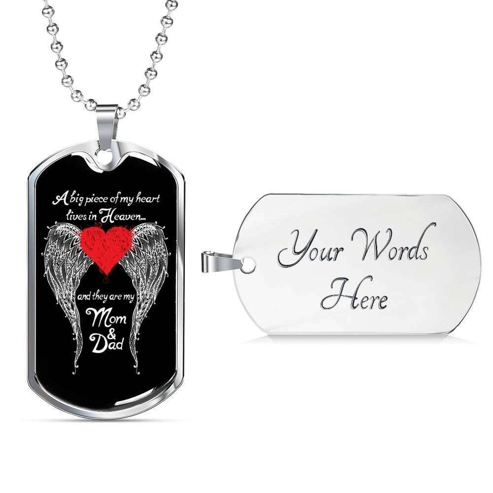 Custom Picture Dog Tag They Are My Mom And Dad Wings Dog Tag Military Chain Necklace Giving Family Rakva