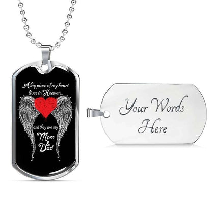 Custom Picture Dog Tag They Are My Mom And Dad Wings Dog Tag Military Chain Necklace Giving Family Rakva